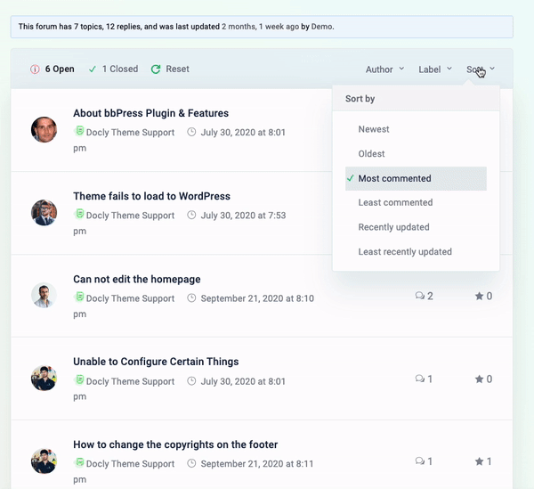 topic filter docy