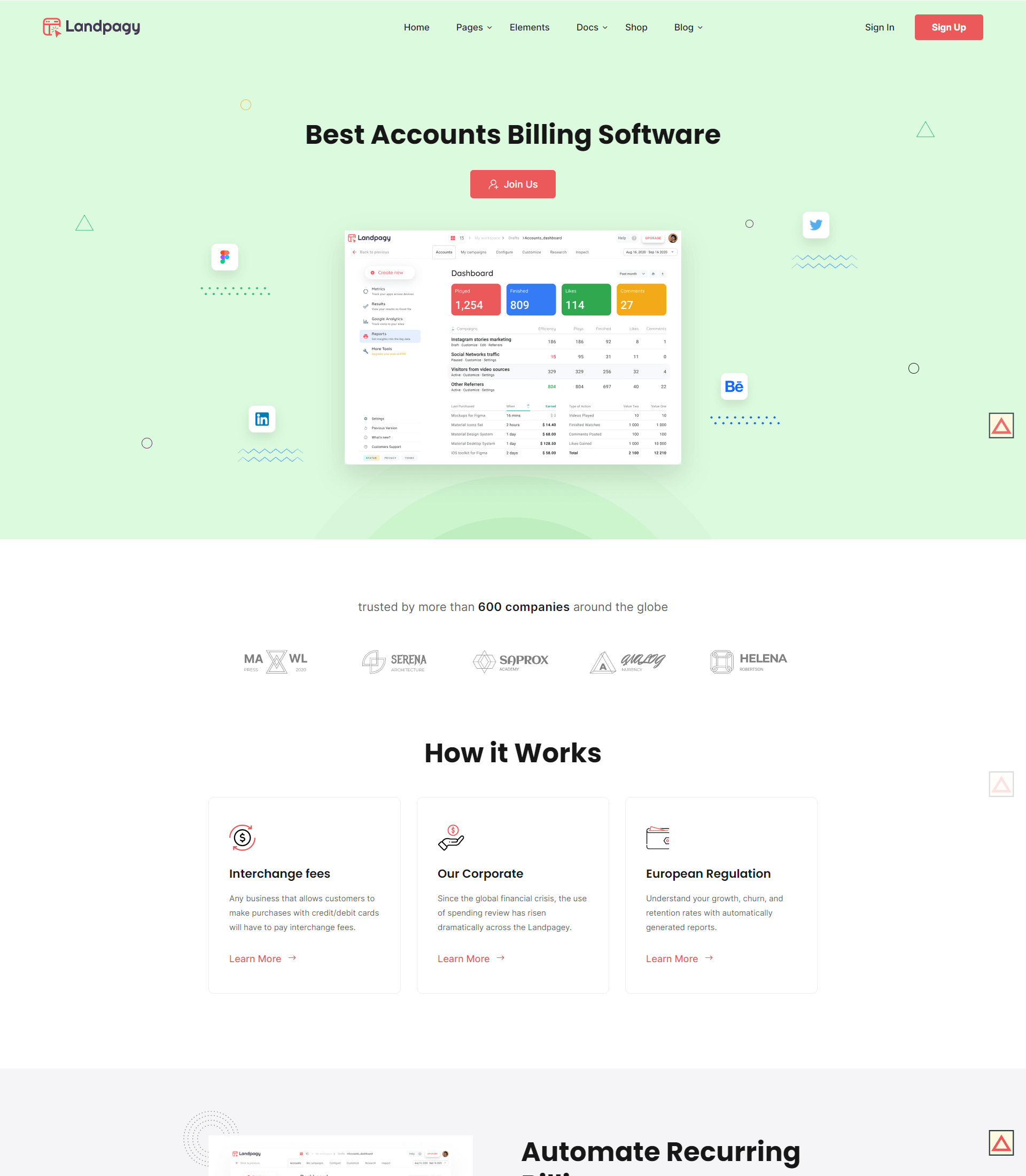 Account Billing Software Demo Page - Landpagy - Finance WordPress Theme