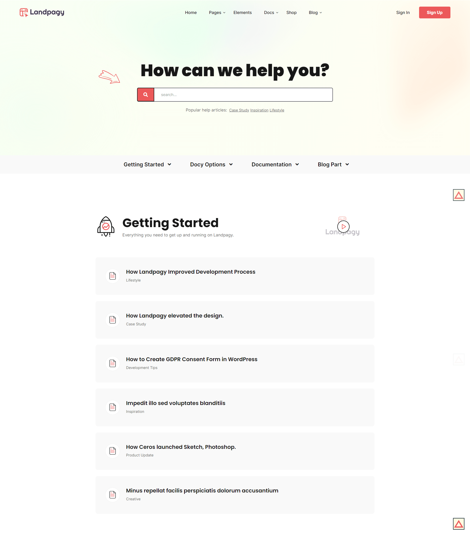 Help Center Demo Page - Landpagy - Customer Support WordPress Theme