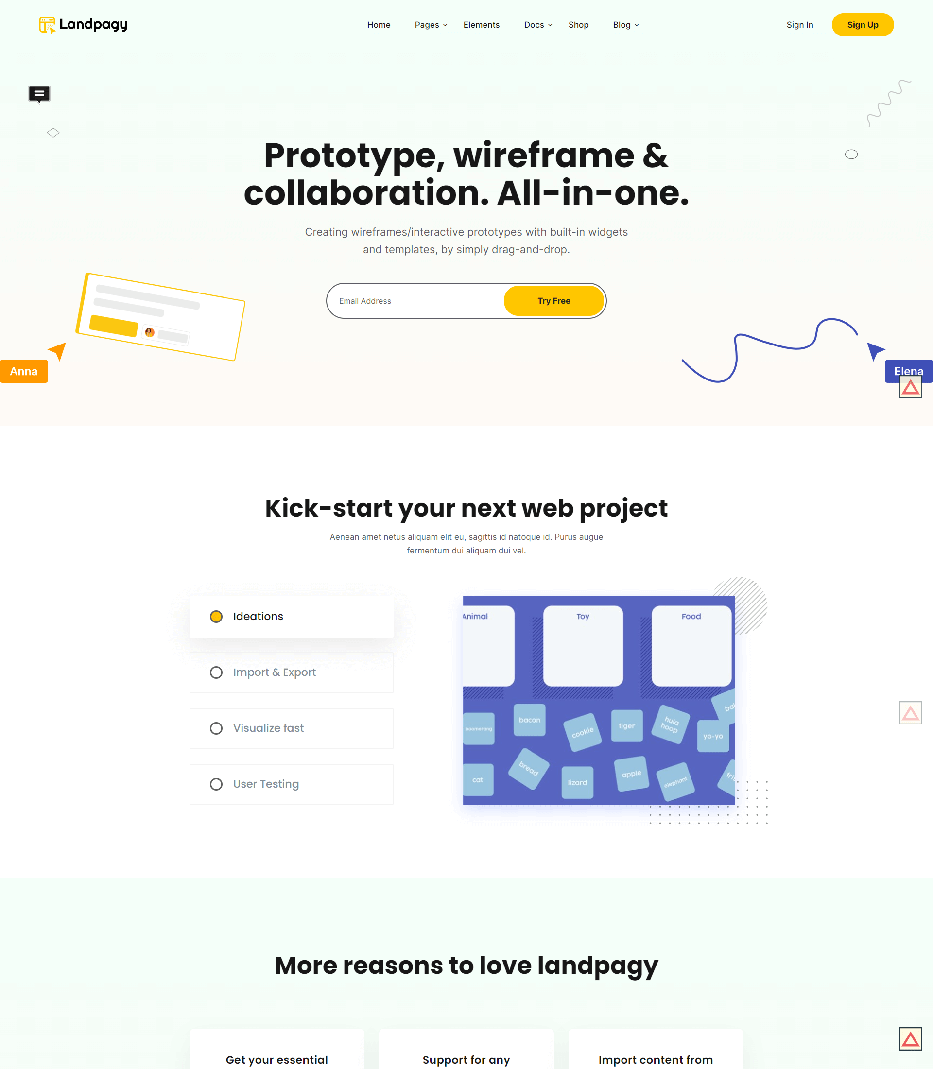 Landpagy - Landing page WordPress Theme offers preset prototype pages for kick starter programs.