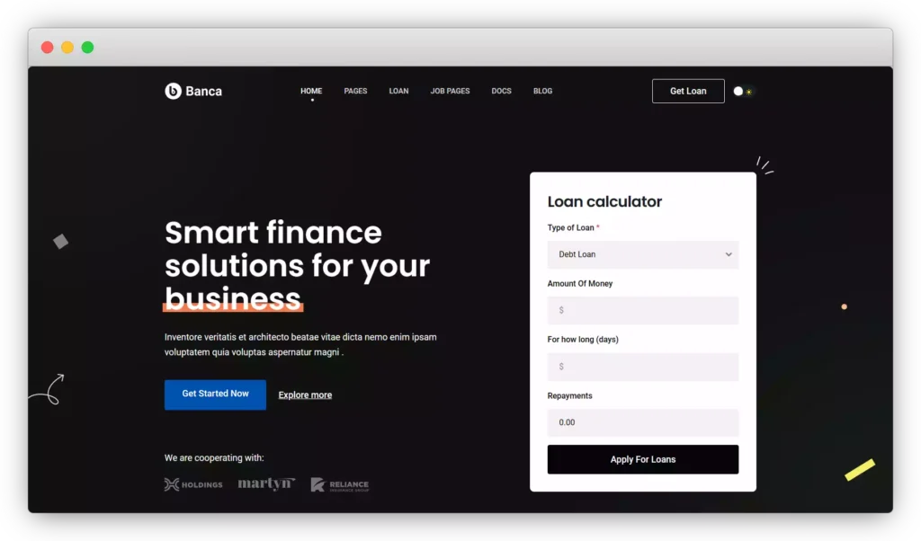 Banca - Banking, Finance & Business Loan WordPress Theme