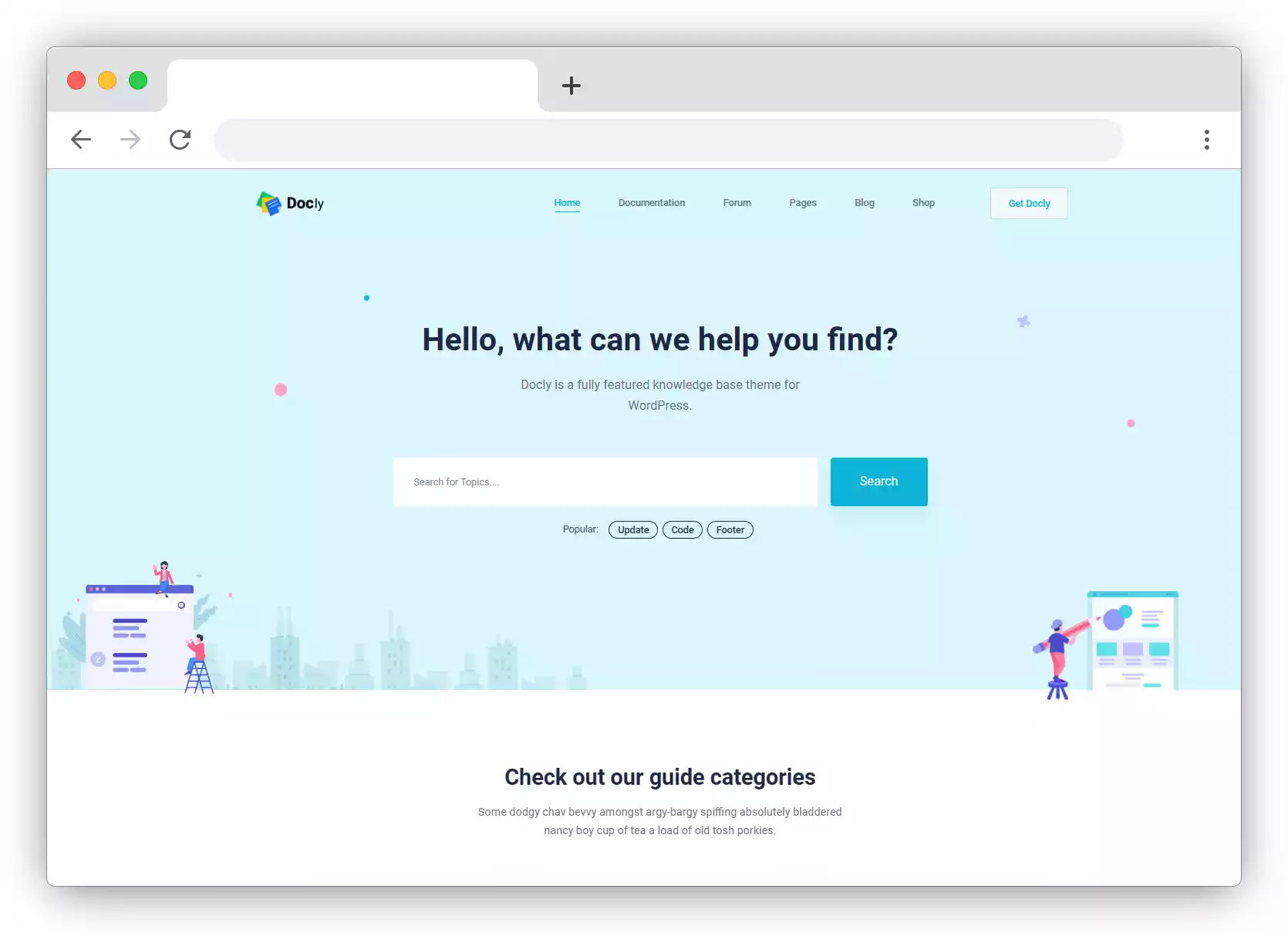 Docly Documentation And Knowledge Base WordPress Theme with bbPress Helpdesk Forum