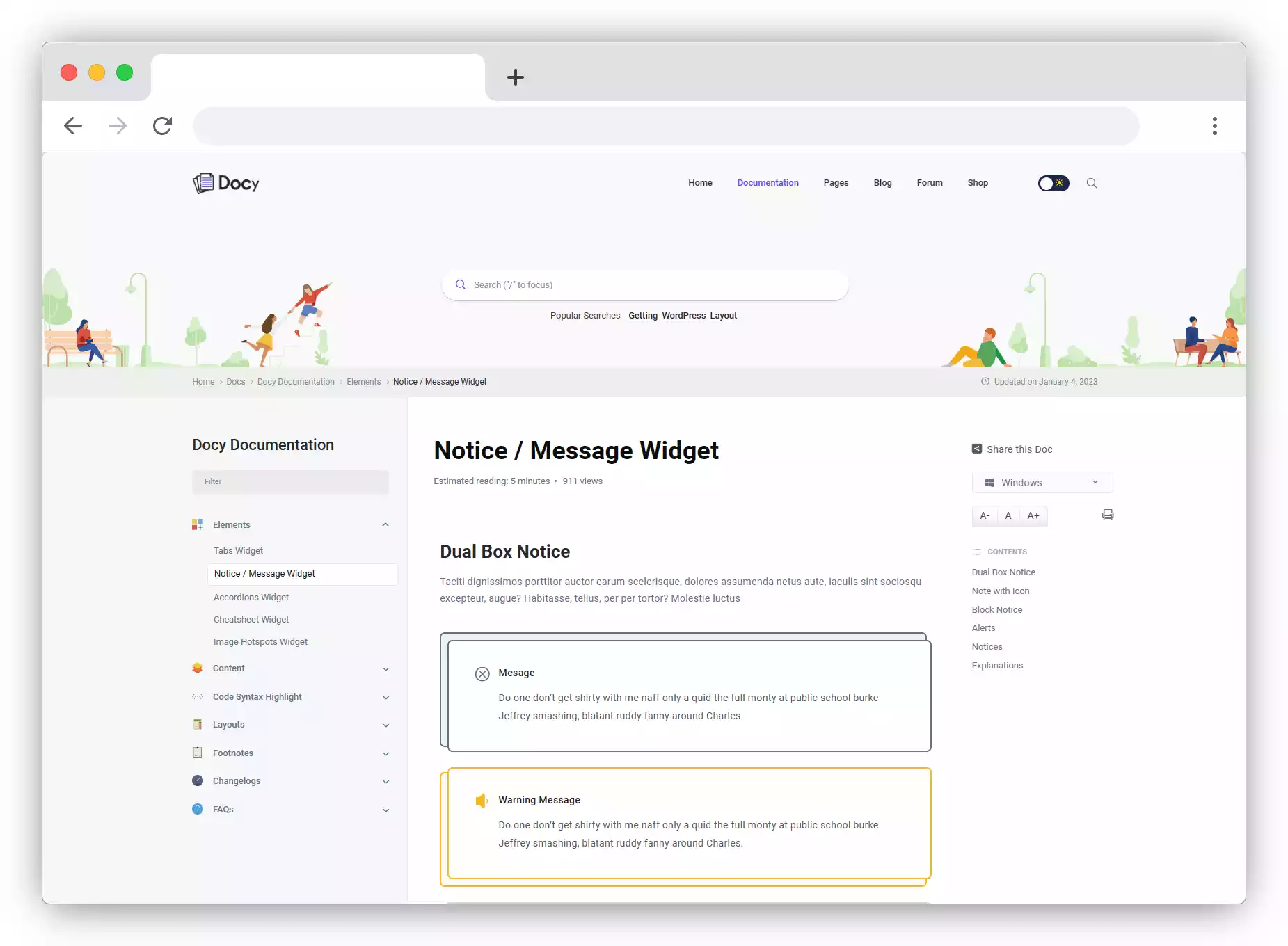 Docy knowledge base WordPress ui design