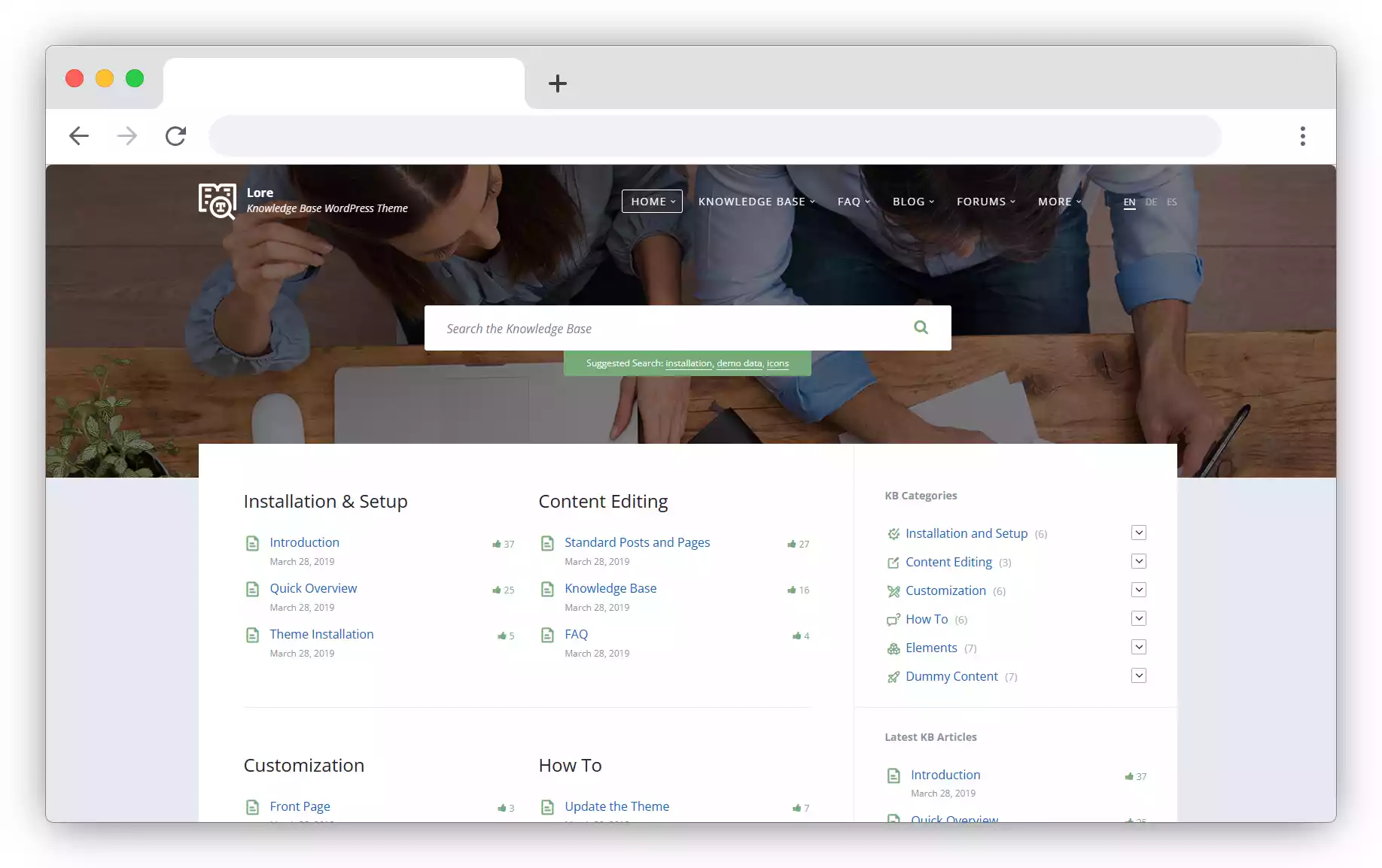 Lore - Elegant Knowledge Base WordPress Theme