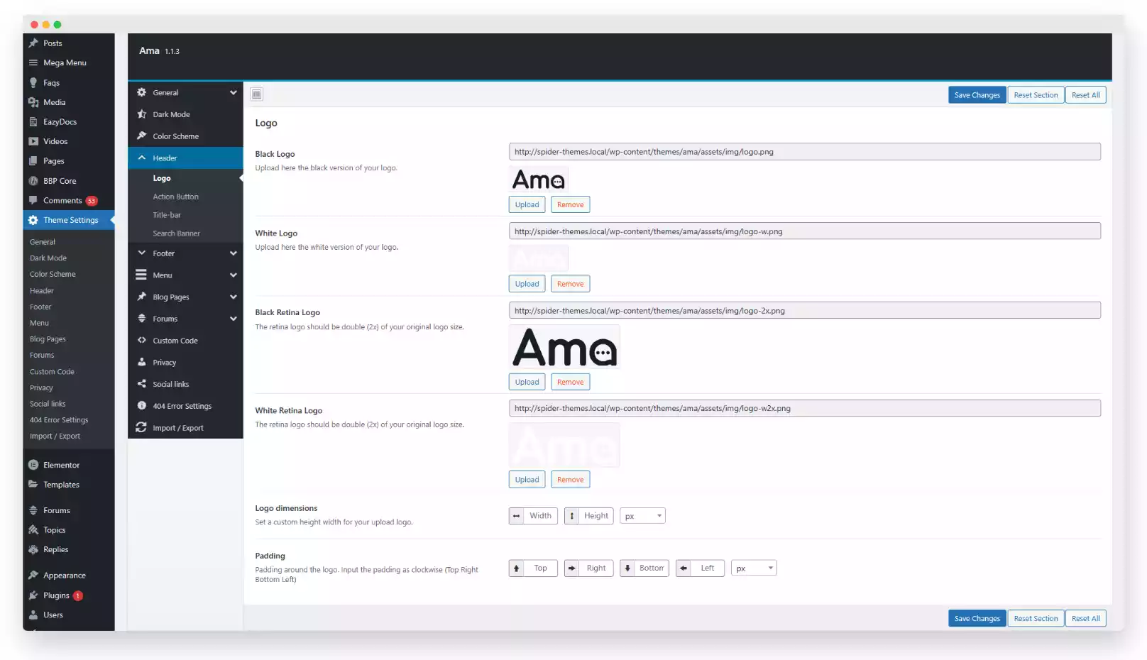 Adding Logo to your website created with AMA bbPress Theme