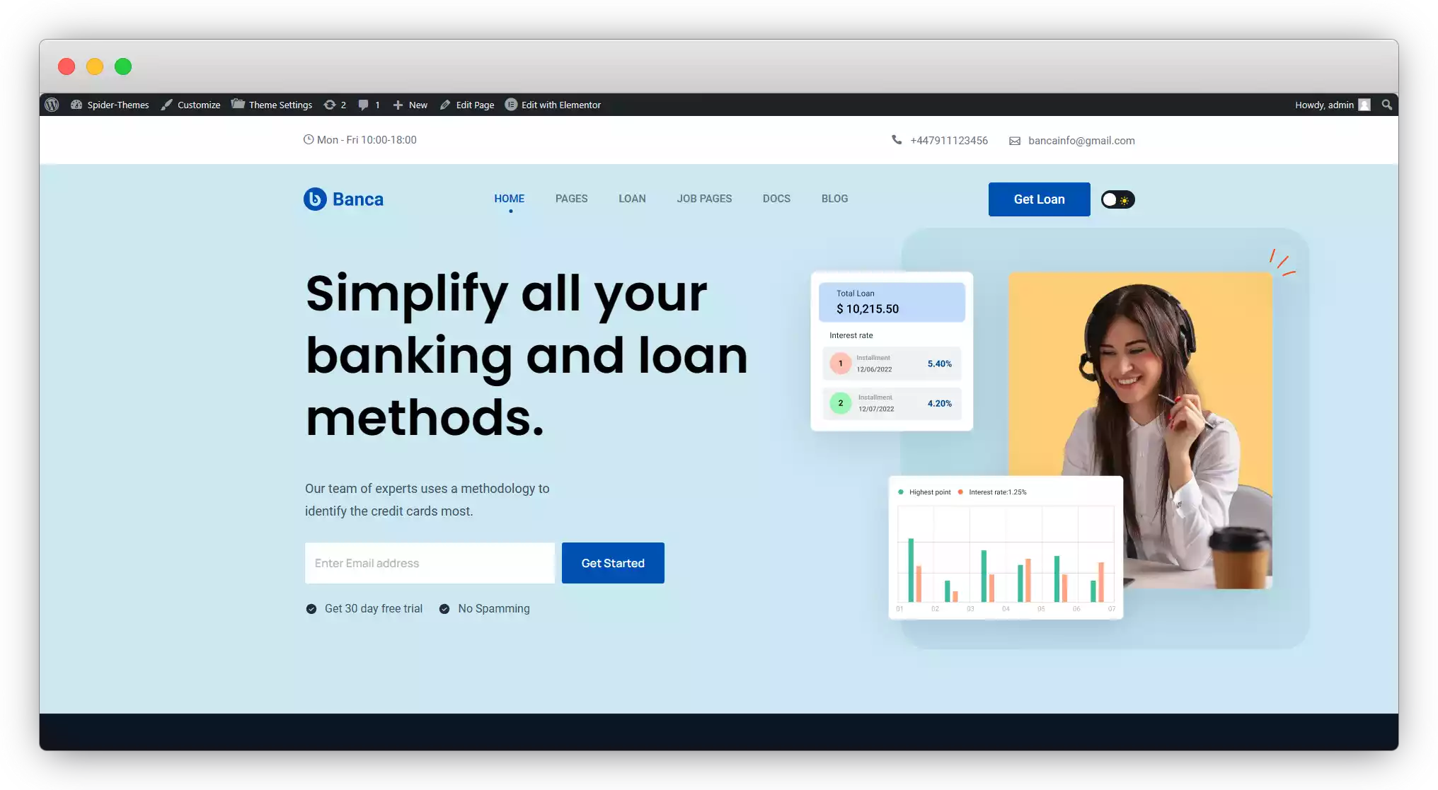 Banca banking and loan website demo