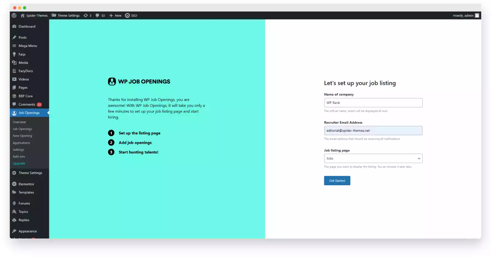 WP Job Opening Setup Wizard & Configuration