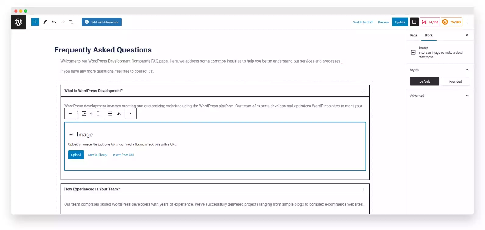 Inserting Images into the Accordion Block