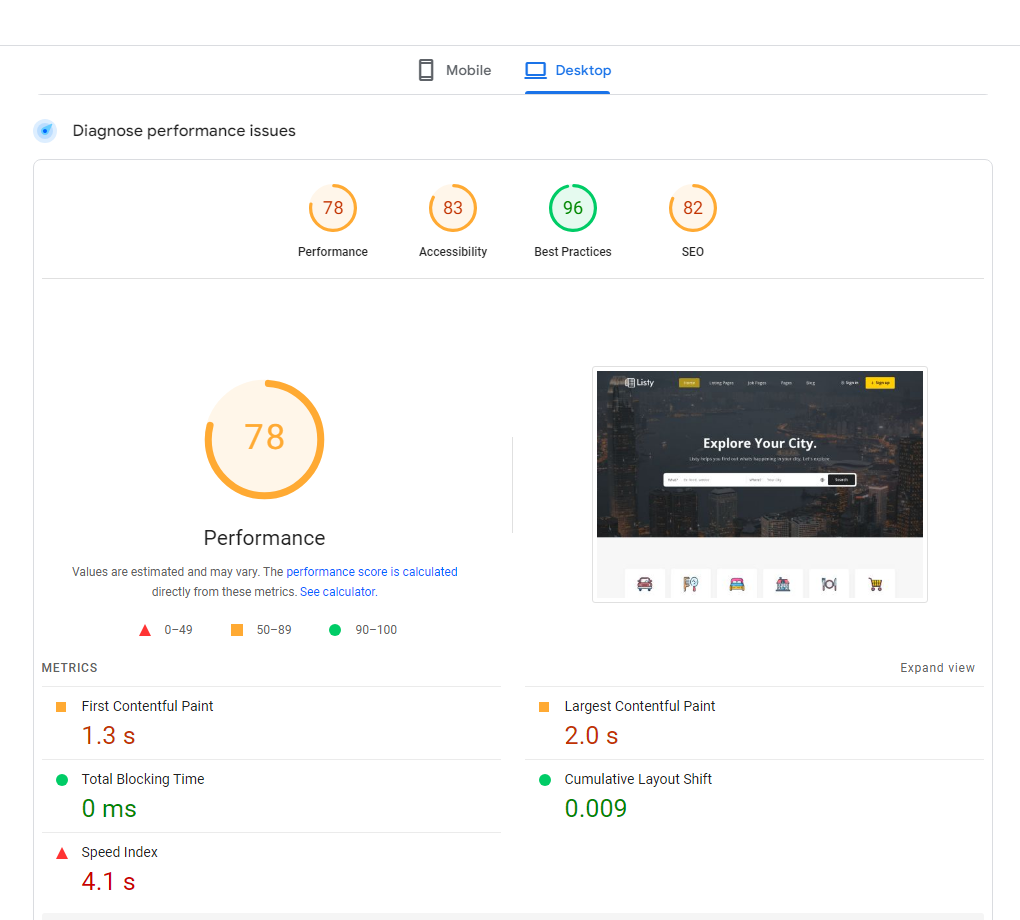 Listy - Listing &Amp; Directory Wordpress Theme 5 site speed